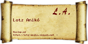 Lotz Anikó névjegykártya